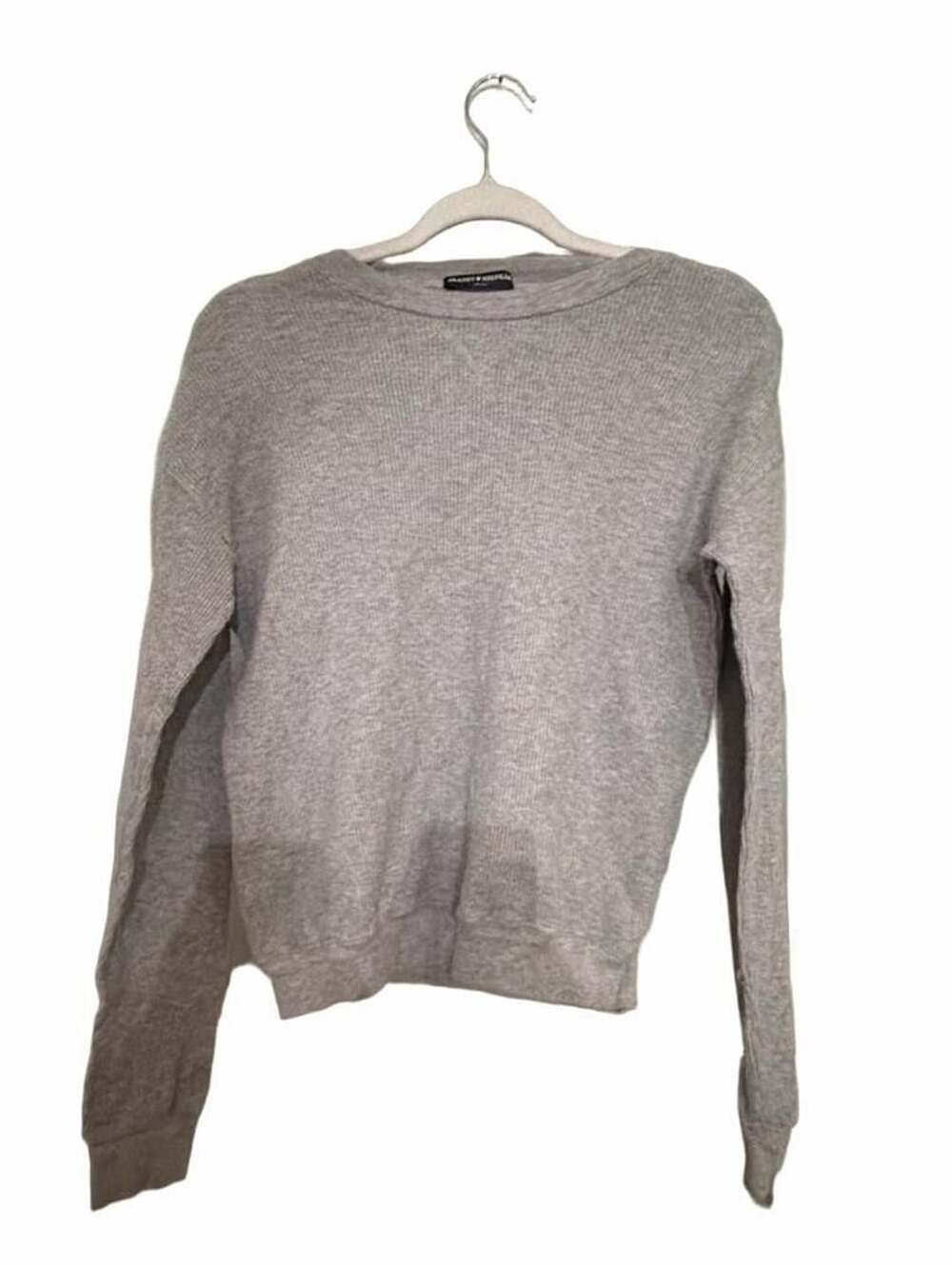 Brandy Melville Waffle Knit Crewneck Sweatshirt One Size Gray